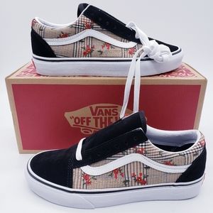 Vans Old Skool Tropic Floral Black Suede Brown Can